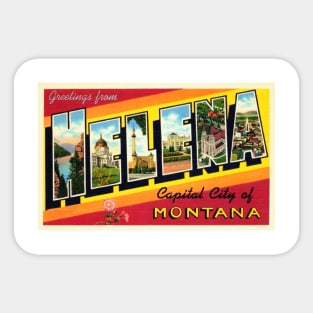 Greetings from Helena Montana - Vintage Large Letter Postcard Sticker